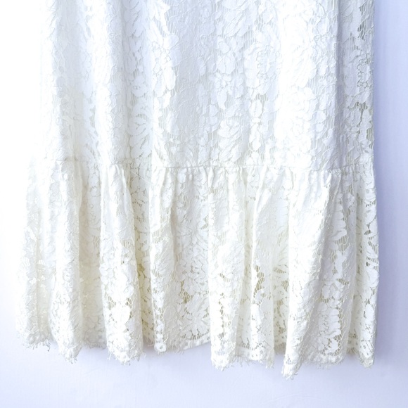 Sugar+Lips White Lace Midi Dress Ruffle Hem Medium - Picture 4 of 9